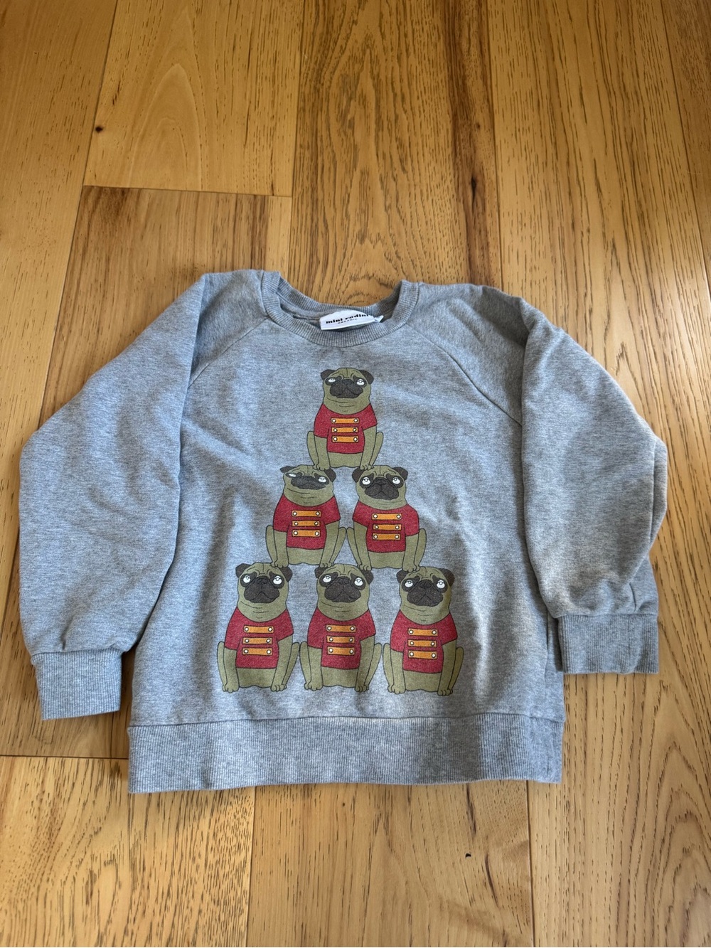 Mini Rodini Grey Sweatshirt with Red-Jacket Pug Stack